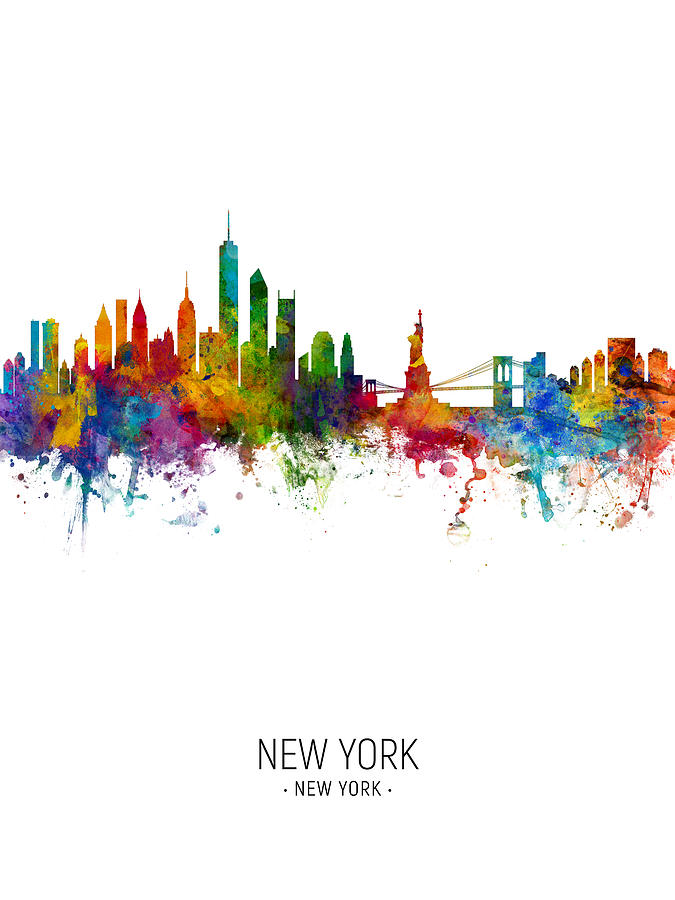 Skyline Digital Art - New York Skyline #10 by Michael Tompsett