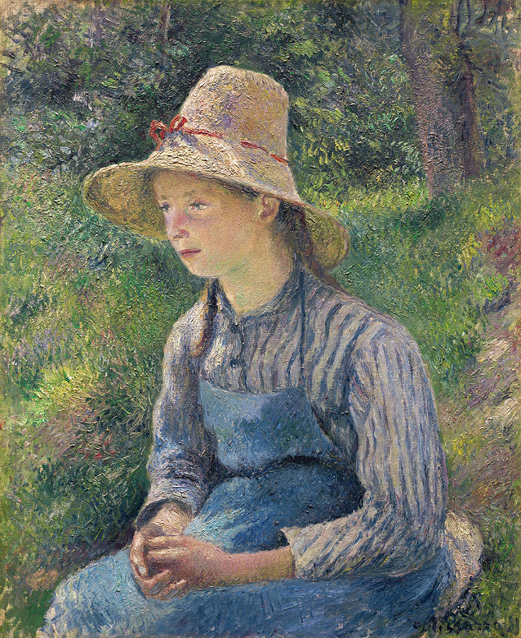 Camille Pissarro Painting - Peasant Girl with a Straw Hat #10 by Camille Pissarro