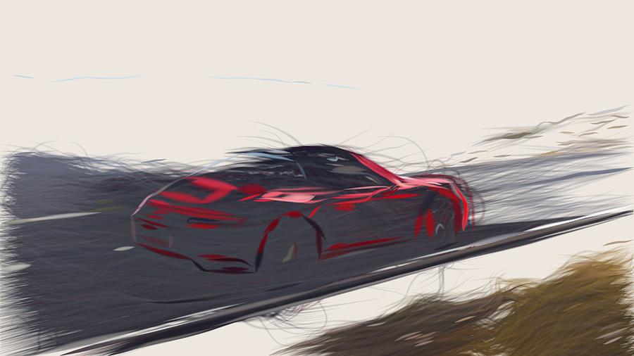 Porsche 911 GTS Drawing #11 Digital Art by CarsToon Concept