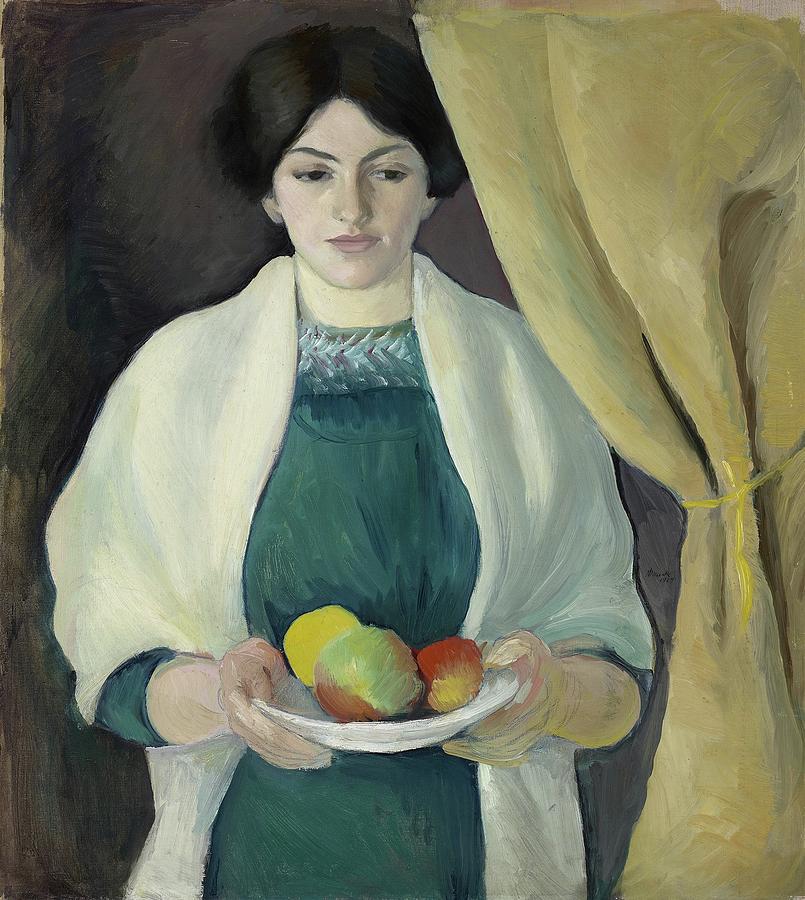 August Macke Painting - Portrait With Apples by August Macke