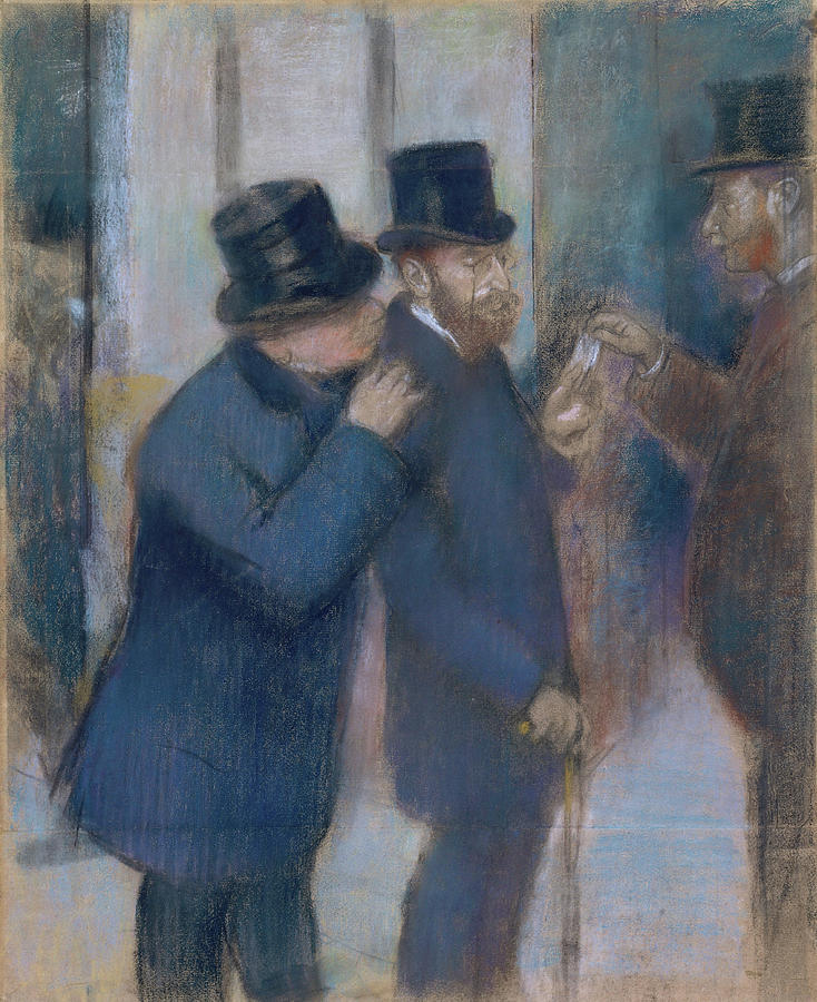 Portraits at the Stock Exchange. #10 Painting by Edgar Degas