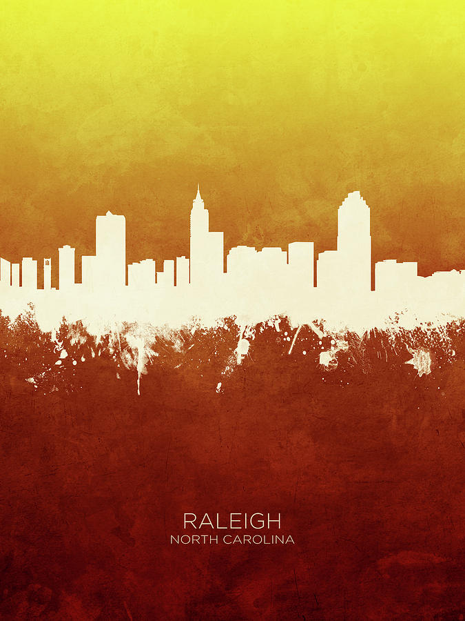 Raleigh North Carolina Skyline #10 Digital Art by Michael Tompsett