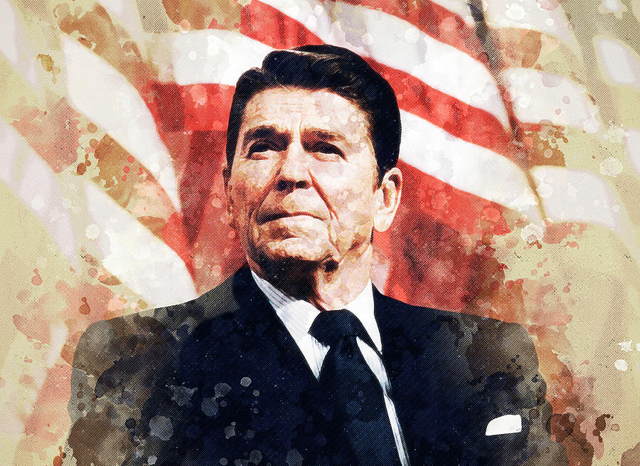 Ronald Wilson Reagan Digital Art by Elena Kosvincheva