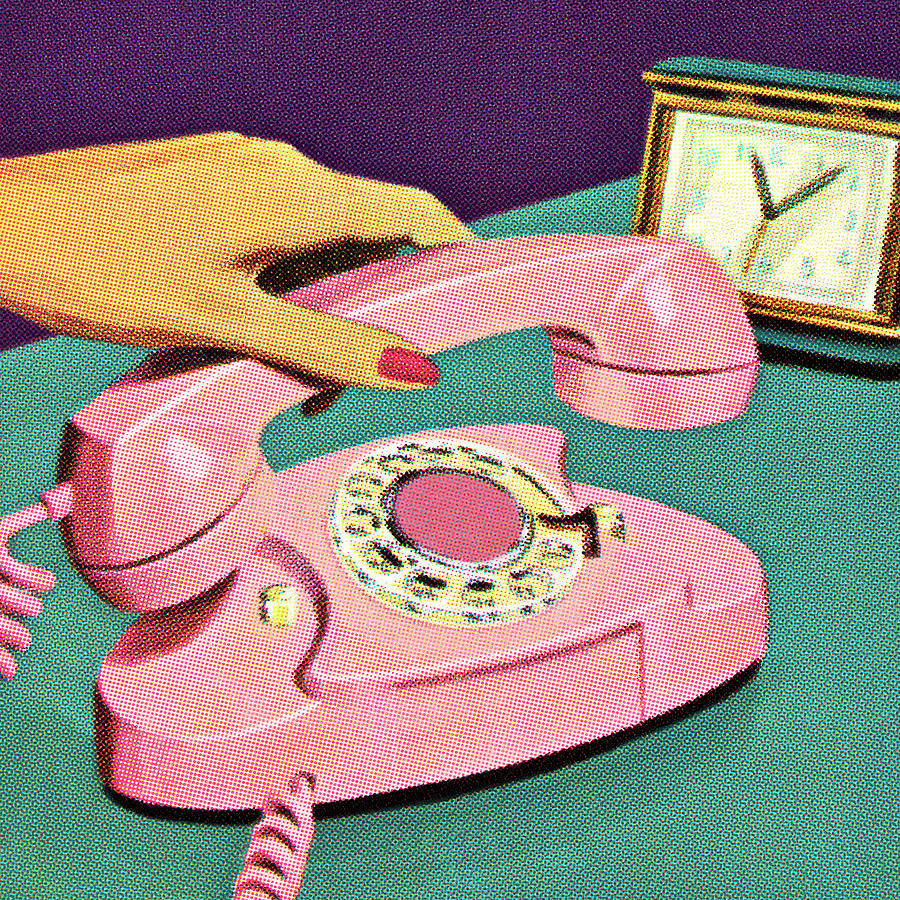 Vintage Drawing - Telephone #10 by CSA Images