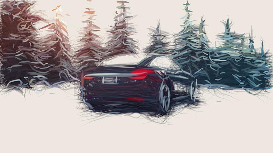 Tesla Model S P85D Draw #10 Digital Art by CarsToon Concept