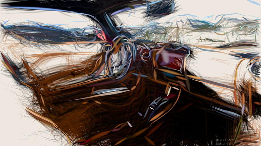 Tesla Roadster Draw #11 Digital Art by CarsToon Concept
