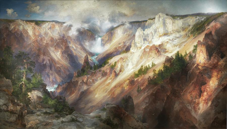 Thomas Moran Painting - The Grand Canyon Of The Yellowstone by Thomas Moran
