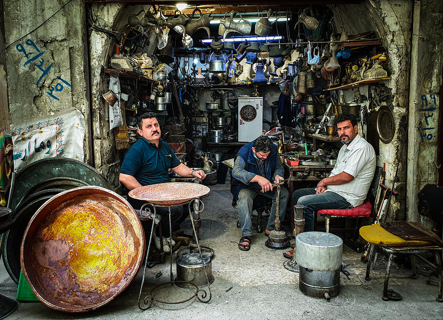Men Photograph - The Traditional Coppersmith Profession In The City Of Mosul #10 by Bashar Alsofey