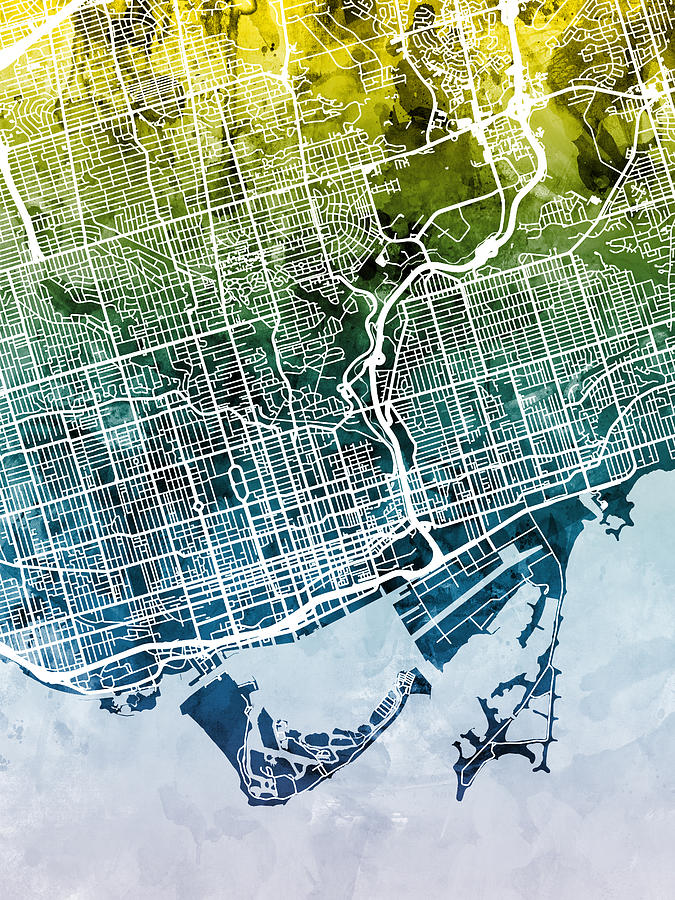 Toronto Street Map #10 Digital Art by Michael Tompsett