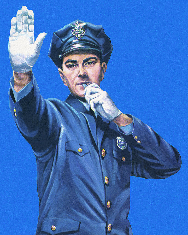 Vintage Drawing - Traffic Cop #10 by CSA Images