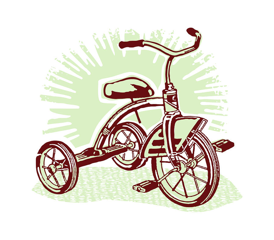 Vintage Drawing - Tricycle #10 by CSA Images