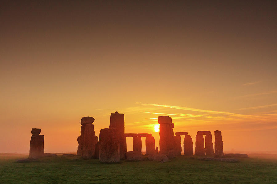 United Kingdom, England, Wiltshire, Great Britain, British Isles, Stonehenge, Stonehenge Stone Circle At Sunrise #10 Digital Art by Maurizio Rellini