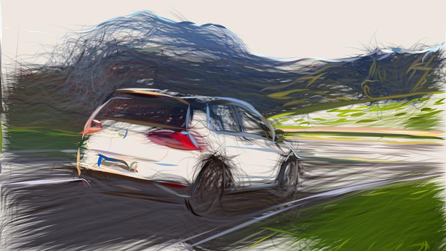 Volkswagen Golf GTI Drawing #11 Digital Art by CarsToon Concept