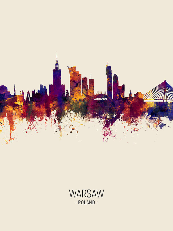 Warsaw Poland Skyline #10 Digital Art by Michael Tompsett