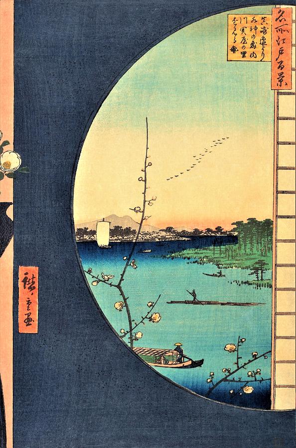 Cool Painting - 100 Famous Views of Edo - Sekiya inside view by Utagawa Hiroshige