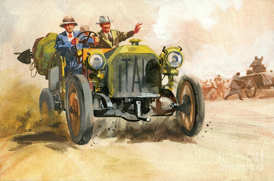 10,000 Mile Motor Race Painting by Ferdinando Tacconi