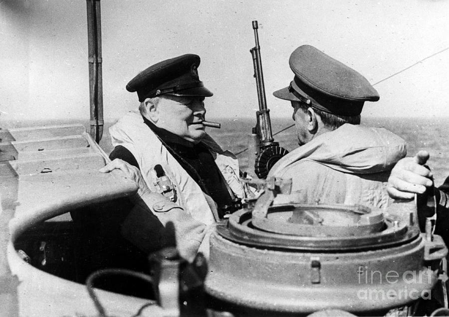 Winston Churchill in conversation with Field Marshall Sir Allan Brooke Photograph by English School