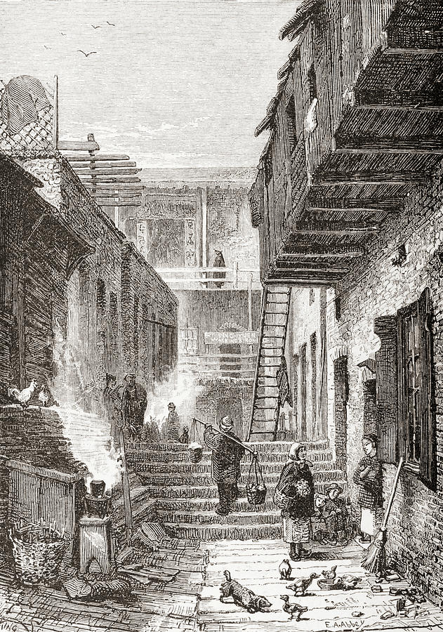 19th Drawing - View Of Chinatown In San Francisco, California,united States Of America In The 1870s by Ken Welsh 19th Drawing - View Of Chinatown In San Francisco, California,united States Of America In The 1870s by Ken Welsh