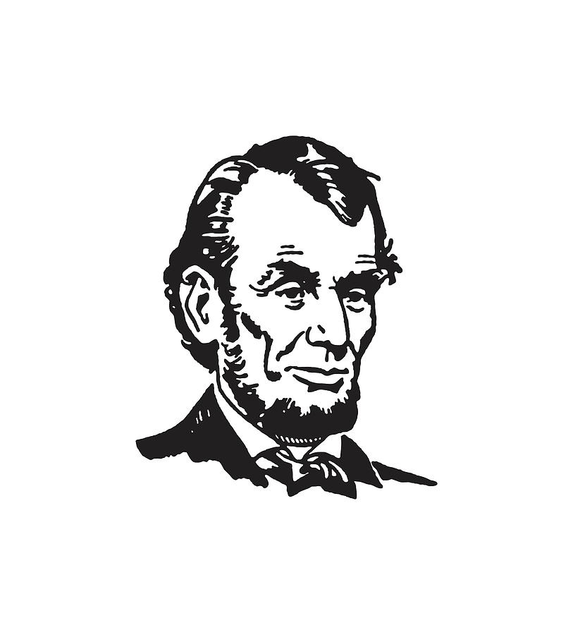 Black And White Drawing - Abraham Lincoln #11 by CSA Images