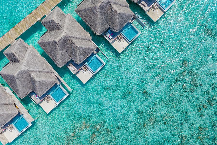 Summer Photograph - Aerial View Of Maldives Island, Luxury #11 by Levente Bodo