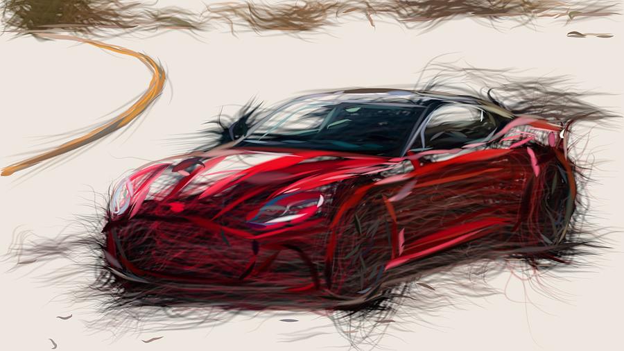 Aston Martin DBS Superleggera Drawing #12 Digital Art by CarsToon Concept