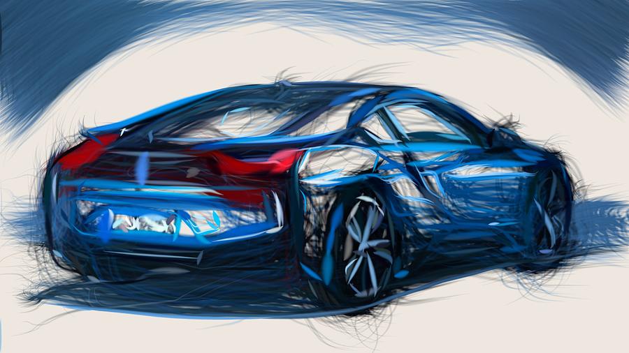 BMW i8 Drawing #12 Digital Art by CarsToon Concept