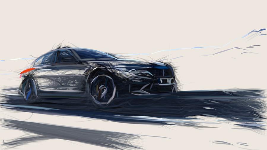 BMW M5 Drawing #12 Digital Art by CarsToon Concept