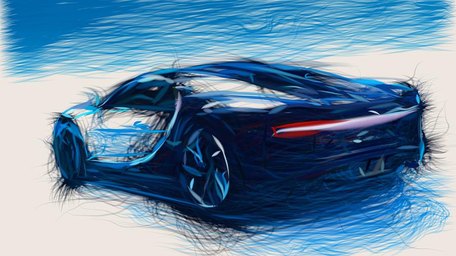 Bugatti Chiron Drawing #12 Digital Art by CarsToon Concept