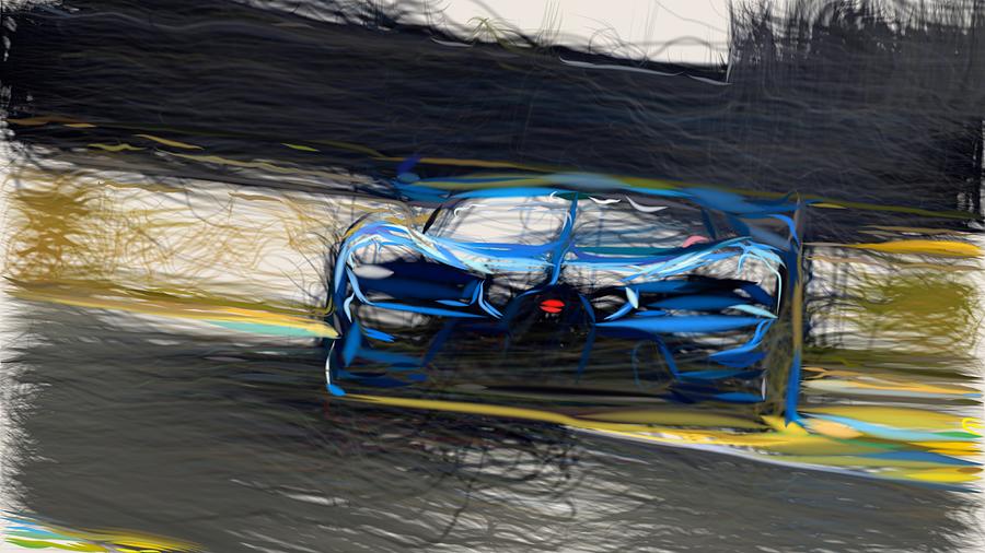 Bugatti Vision Gran Turismo Drawing #12 Digital Art by CarsToon Concept