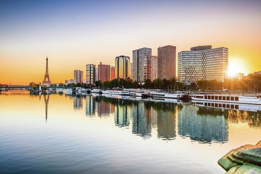 City Of Paris Along The Seine River #11 Digital Art by Antonino Bartuccio