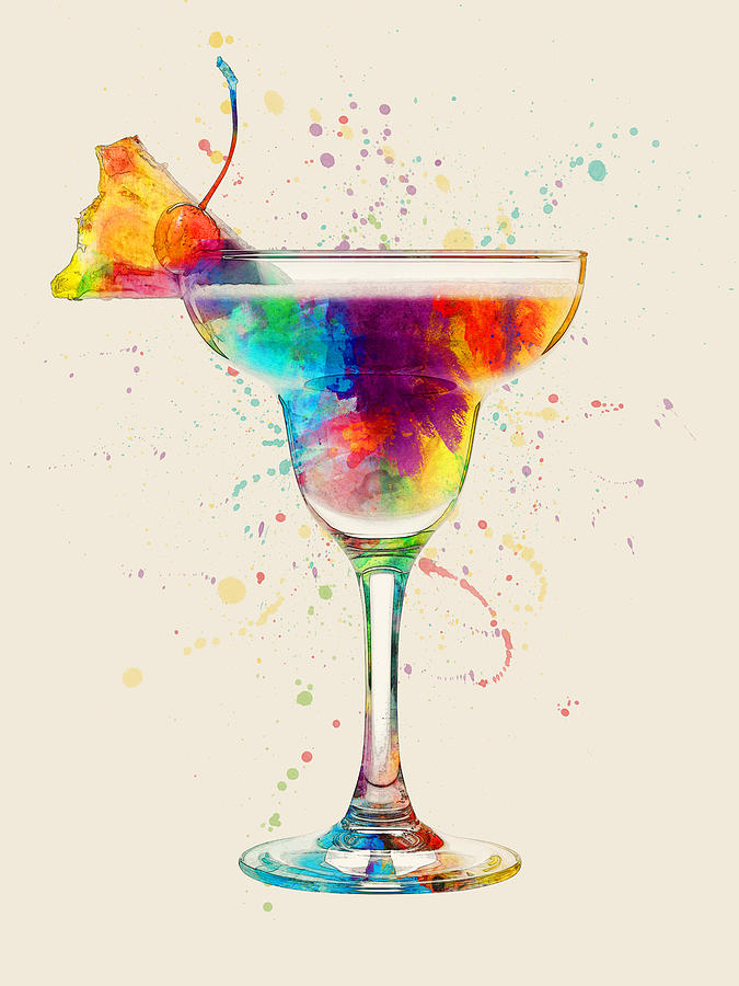 Cocktail Drinks Glass Watercolor #11 Digital Art by Michael Tompsett