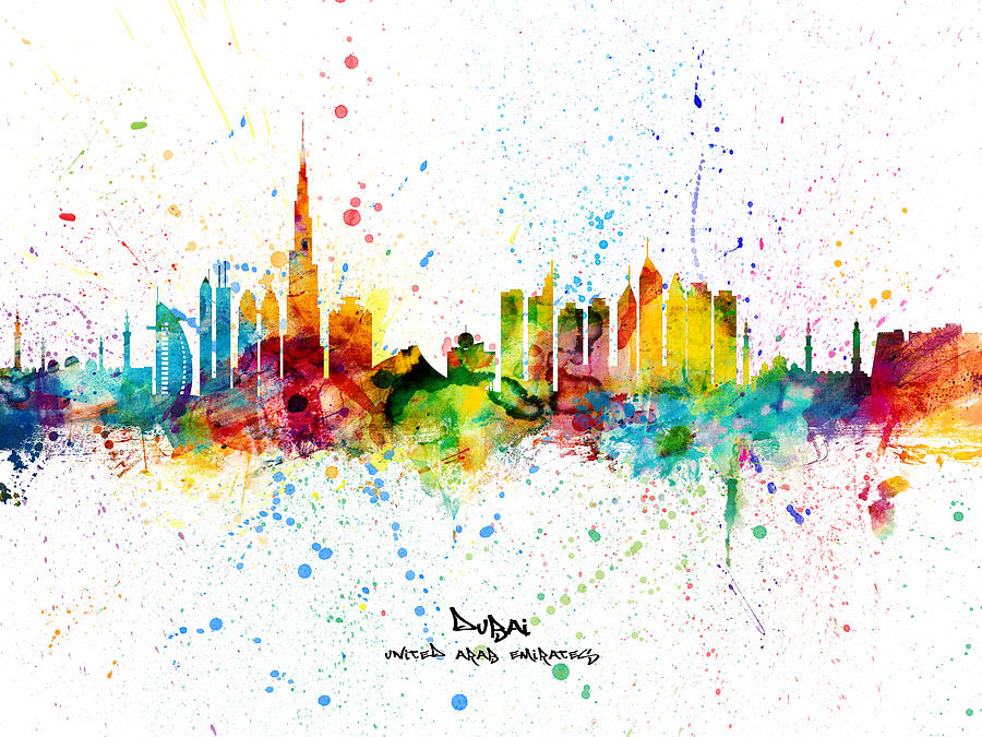 Dubai Skyline #11 Digital Art by Michael Tompsett