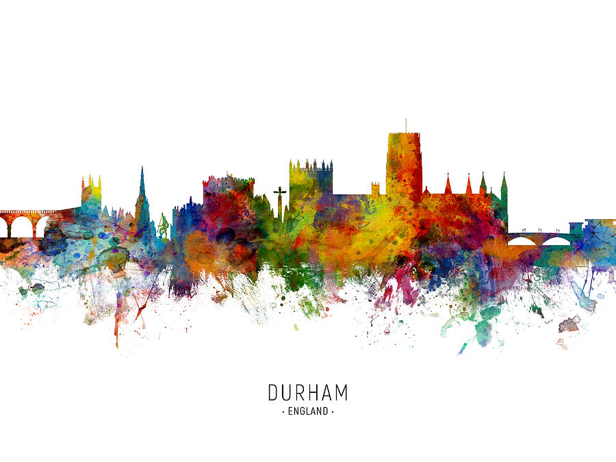 Durham Digital Art - Durham England Skyline Cityscape #11 by Michael Tompsett