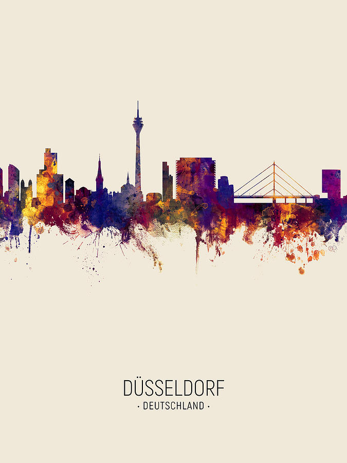Dusseldorf Germany Skyline #11 Digital Art by Michael Tompsett
