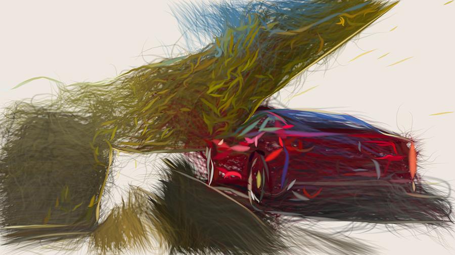 Ferrari Portofino Drawing #12 Digital Art by CarsToon Concept