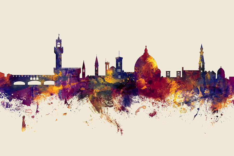 Skyline Digital Art - Florence Italy Skyline #11 by Michael Tompsett