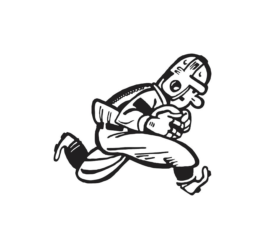 Football Player Running with Ball Drawing by CSA Images - Fine Art America