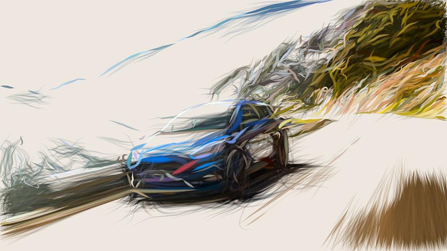 Ford Fiesta ST Drawing #12 Digital Art by CarsToon Concept