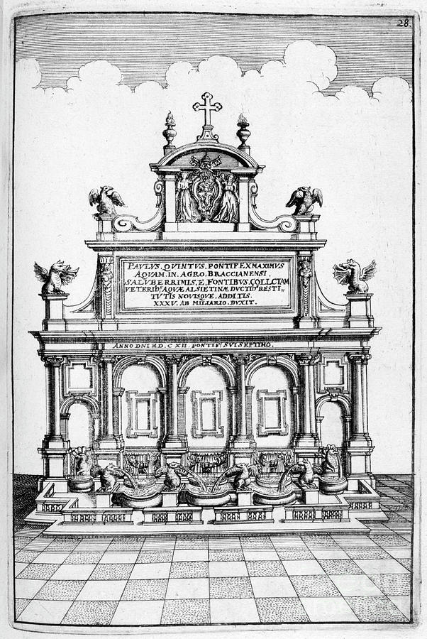Fountain Design, 1664. Artist Georg #11 Drawing by Print Collector