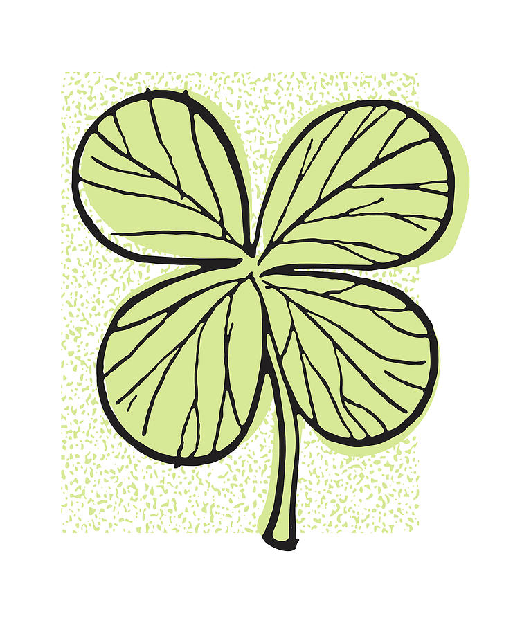 Vintage Drawing - Four-Leaf Clover #11 by CSA Images