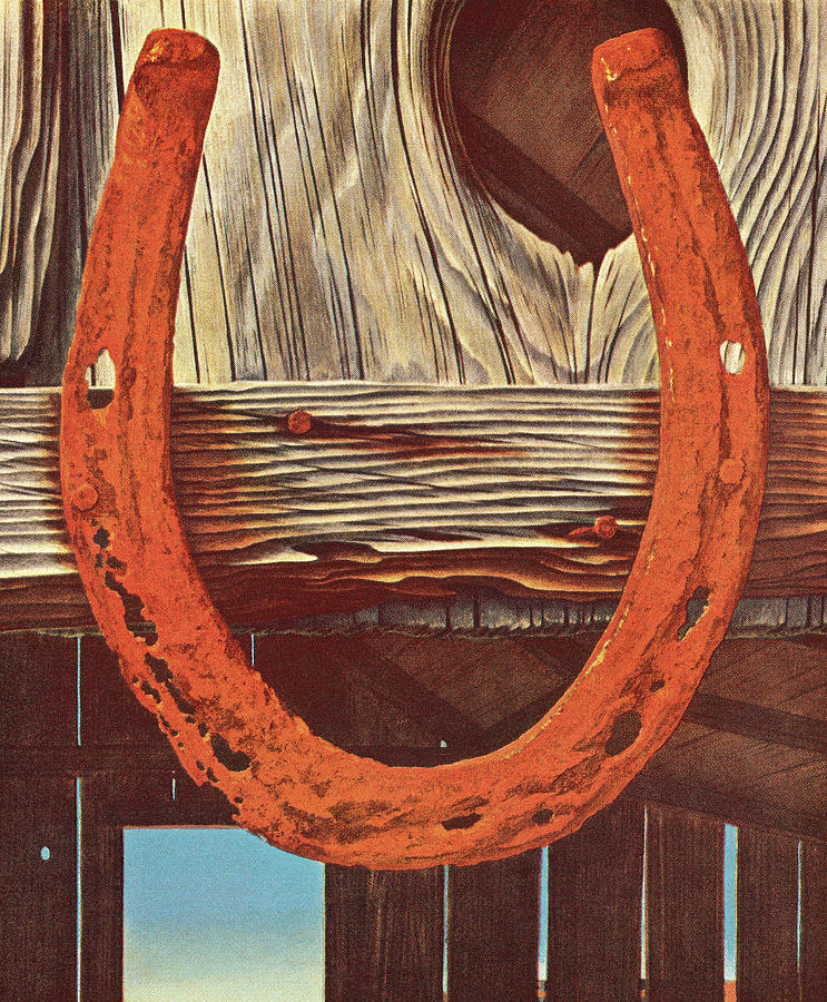 Vintage Drawing - Horseshoe #11 by CSA Images