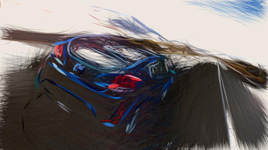 Hyundai Veloster Draw #12 Digital Art by CarsToon Concept