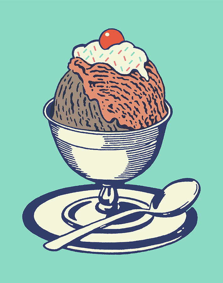 Ice Cream Sundae Drawing by CSA Images Fine Art America