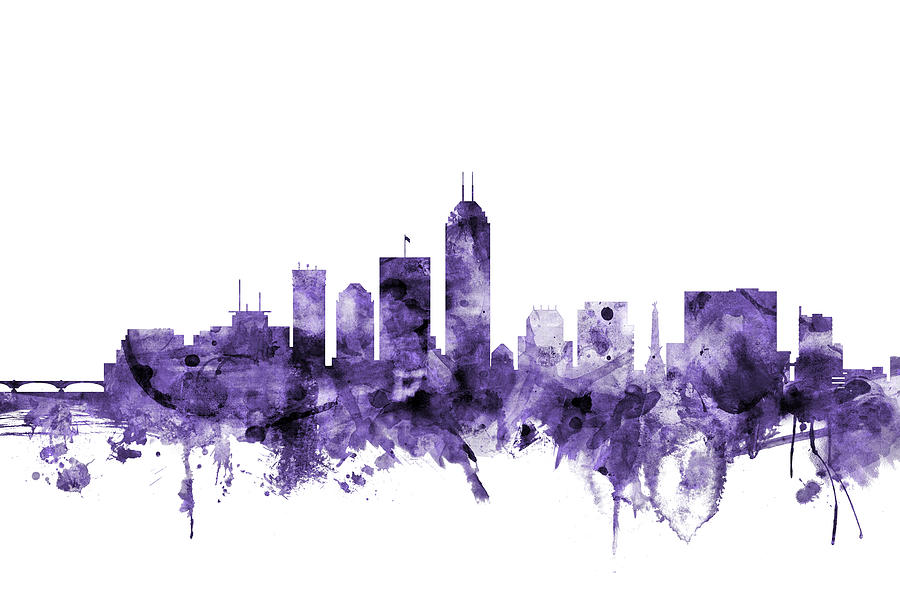 Indianapolis Indiana Skyline #11 Digital Art by Michael Tompsett