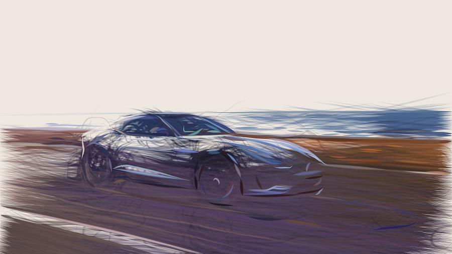 Jaguar F Type Drawing #12 Digital Art by CarsToon Concept