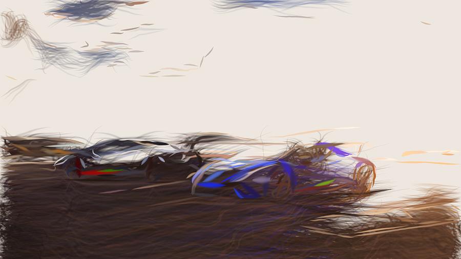 Lamborghini Huracan Performante Spyder Drawing #12 Digital Art by CarsToon Concept