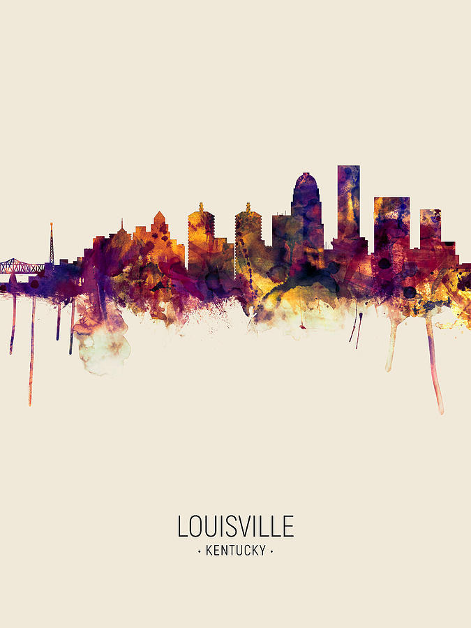 Louisville Digital Art - Louisville Kentucky City Skyline #11 by Michael Tompsett
