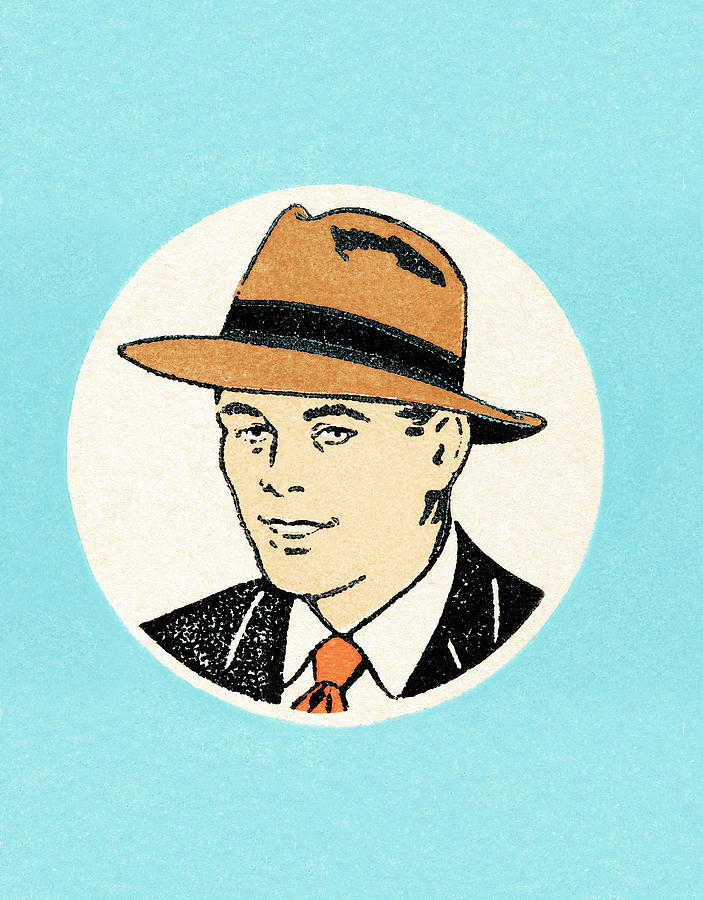 Vintage Drawing - Man in hat #11 by CSA Images