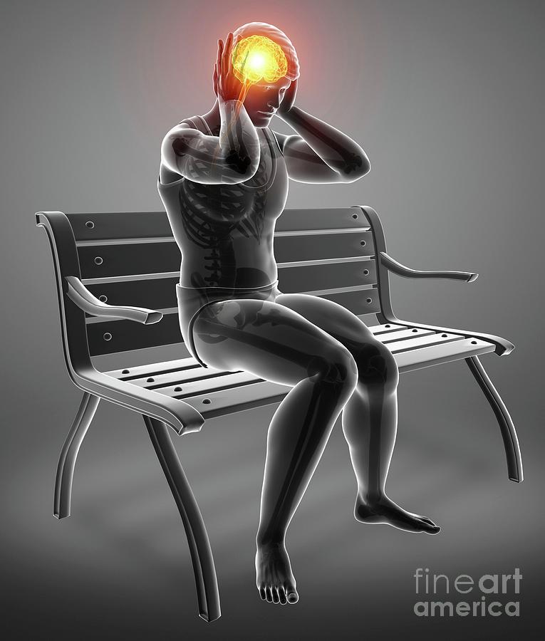 Illustration Photograph - Man With Headache #11 by Pixologicstudio/science Photo Library