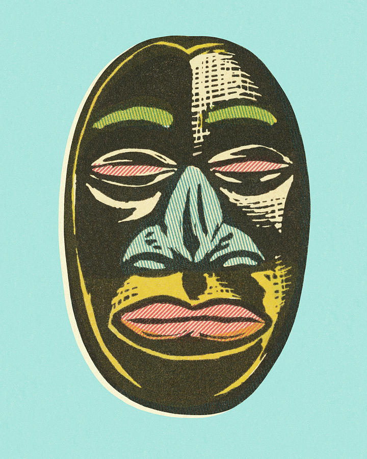 Vintage Drawing - Mask #11 by CSA Images